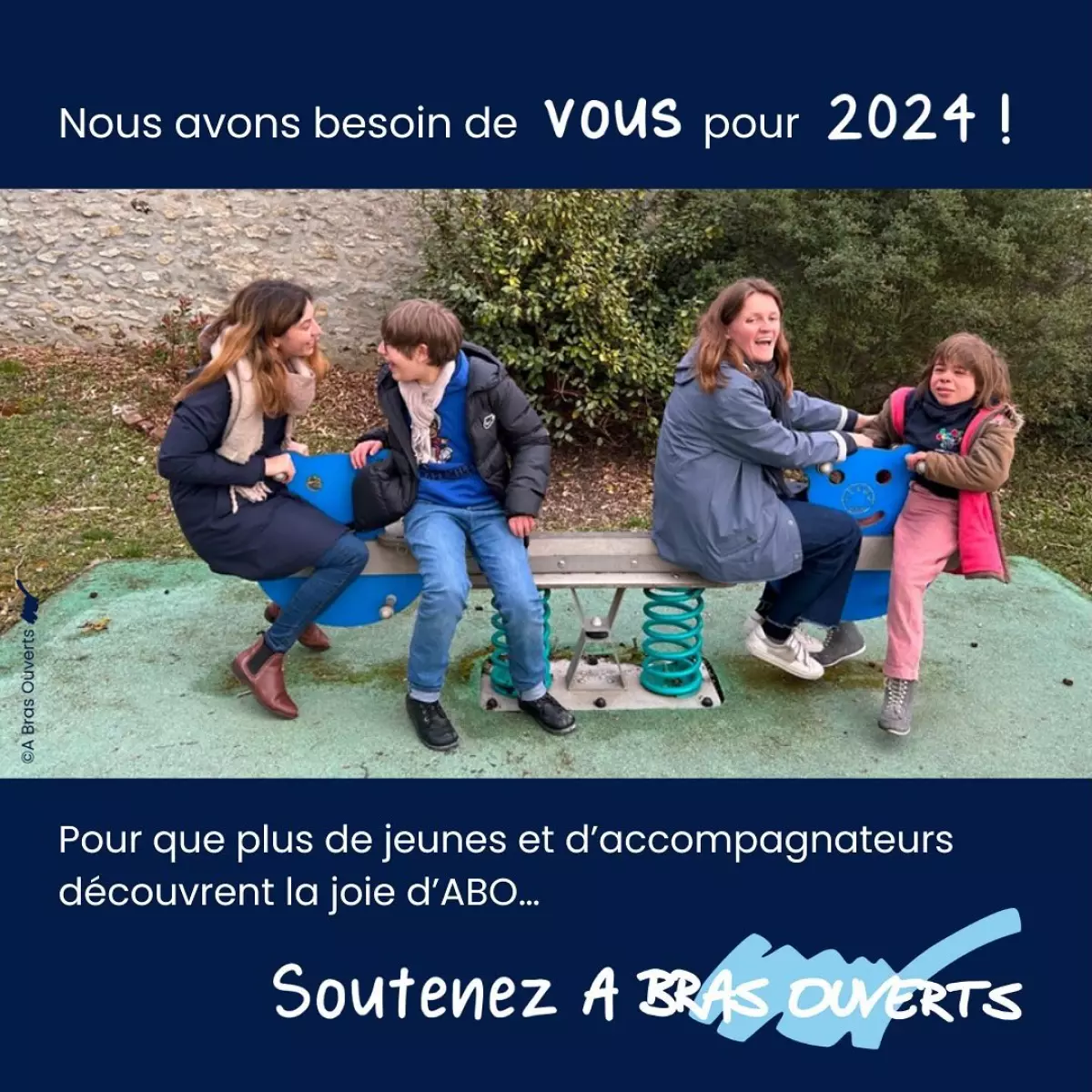 Quelle belle année 2023 pour A Bras Ouverts ✨Tant de joie partagée lors de nos 607 week-ends et 24 séjours 🤩Pour que 2024...